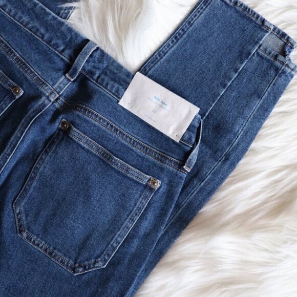 NWT Anthropologie Straight Leg Jeans Size 25 Blue Dark Wash High Rise Denim - Picture 7 of 10